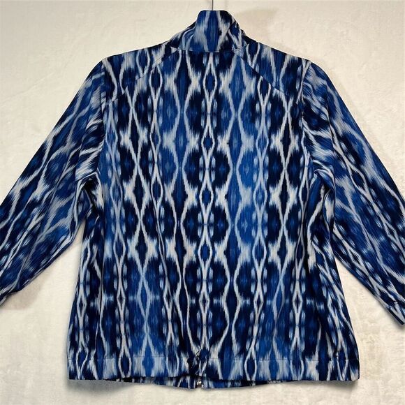 Chico's Zenergy Women's Jacket Blue & White Geometric Print Size 1 - Picture 6 of 11